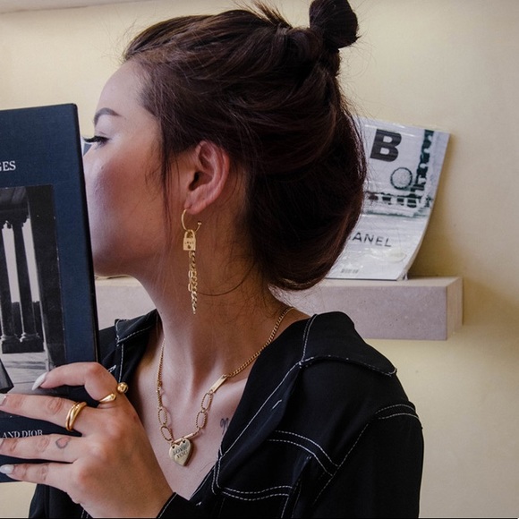 💕💕Last One💙Love Locker Golden Chain Hoops - Picture 8 of 12